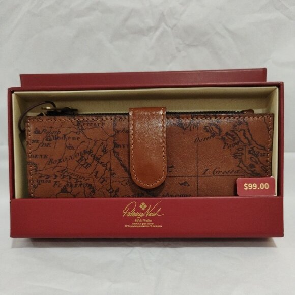 Patricia Nash Leather Nazari Continental Wallet -Riot Rust Map Print- NWT - Picture 6 of 7